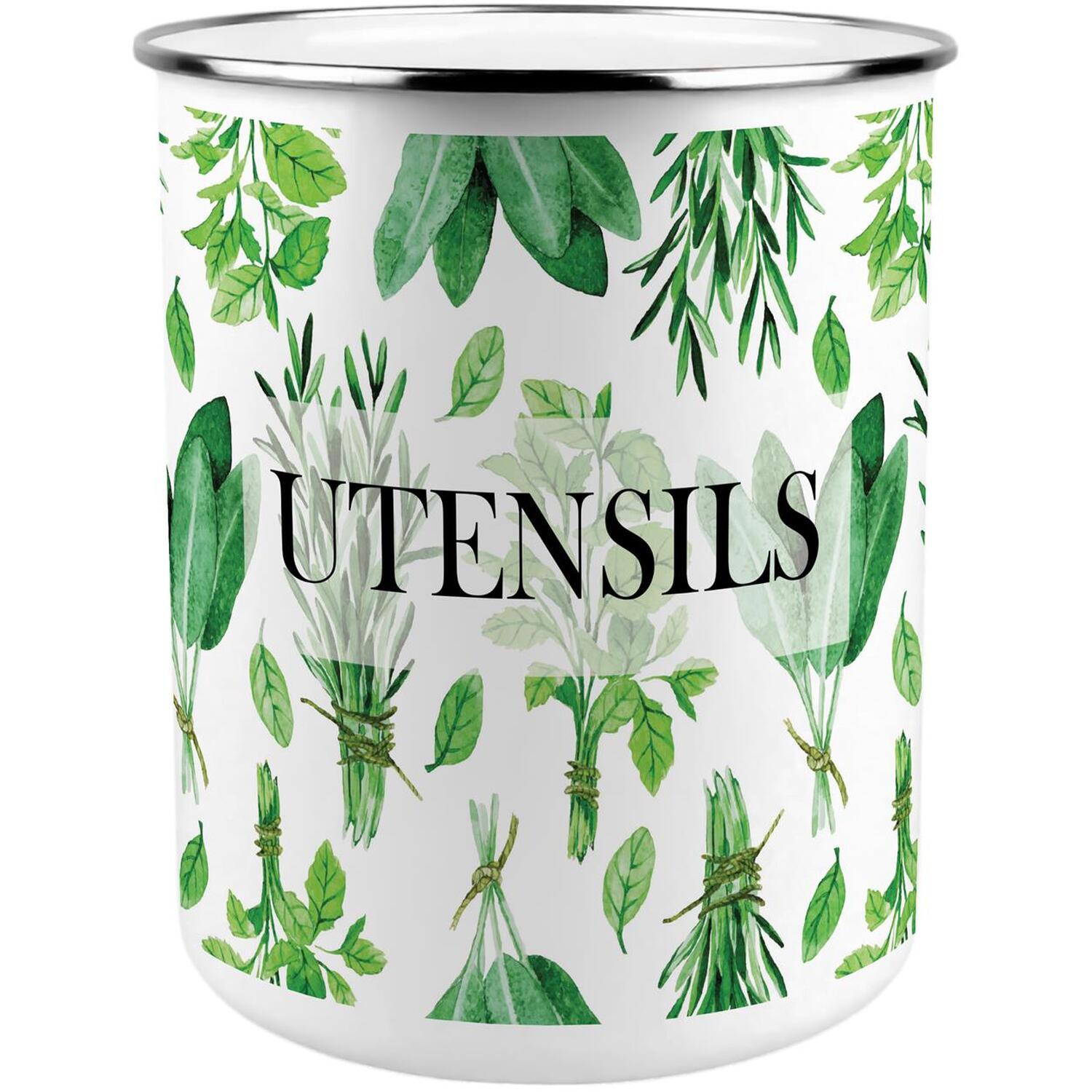 Kitchen Herbs Utensil Pot - Enamel XL Kitchen Utensil Organiser Decor Gift - Image 2