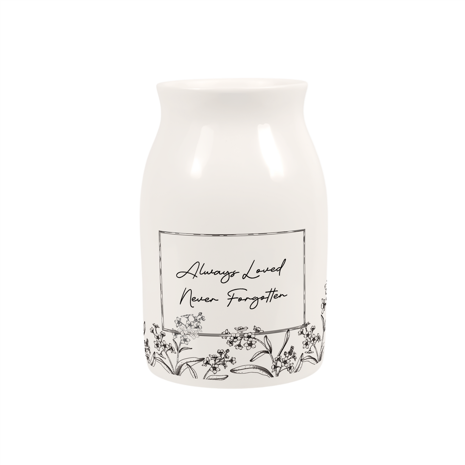 Forget-Me-Not Bereavement Small Porcelain Vase - Black