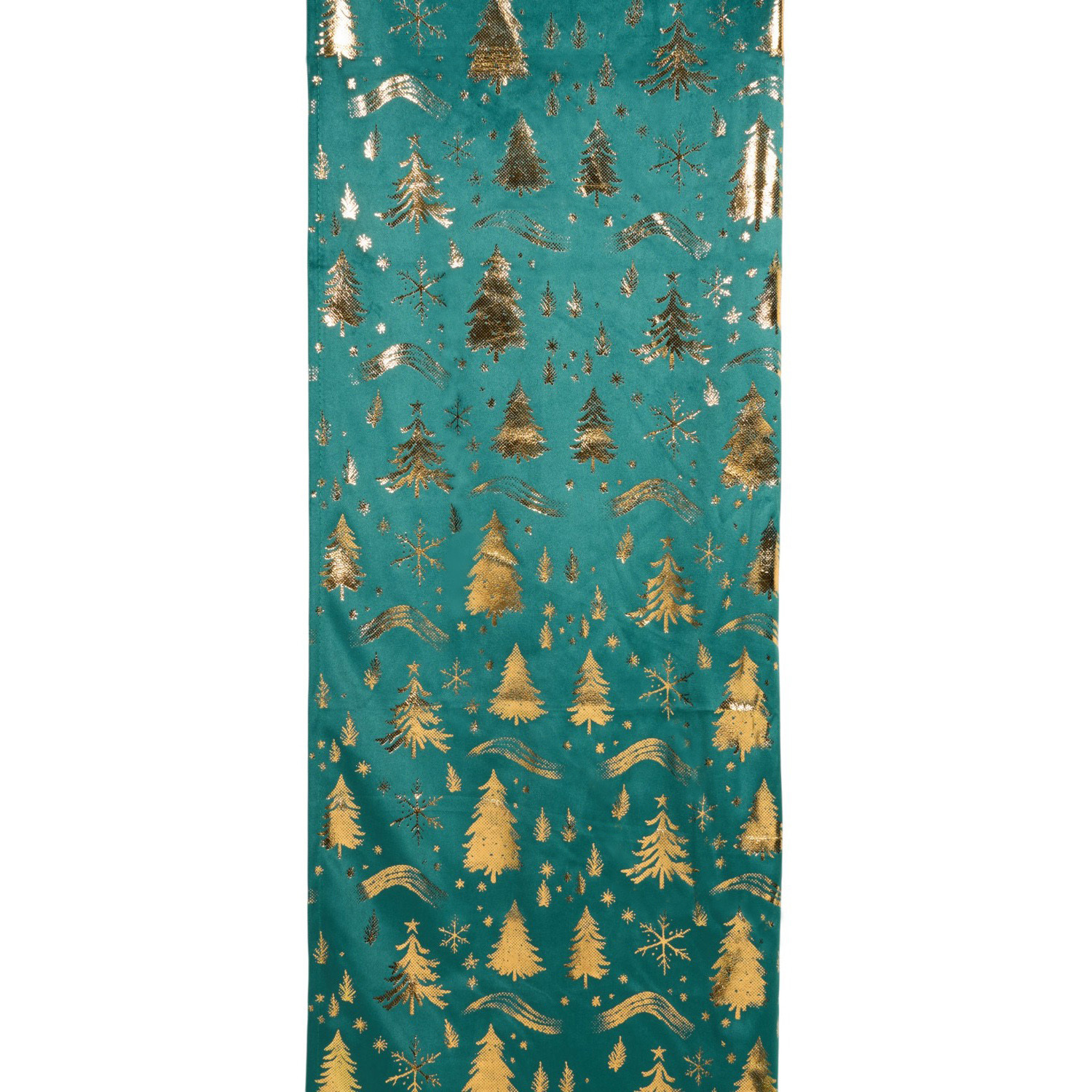 A Timeless Christmas Golden Christmas Tree Table Runner Teal - Image 2