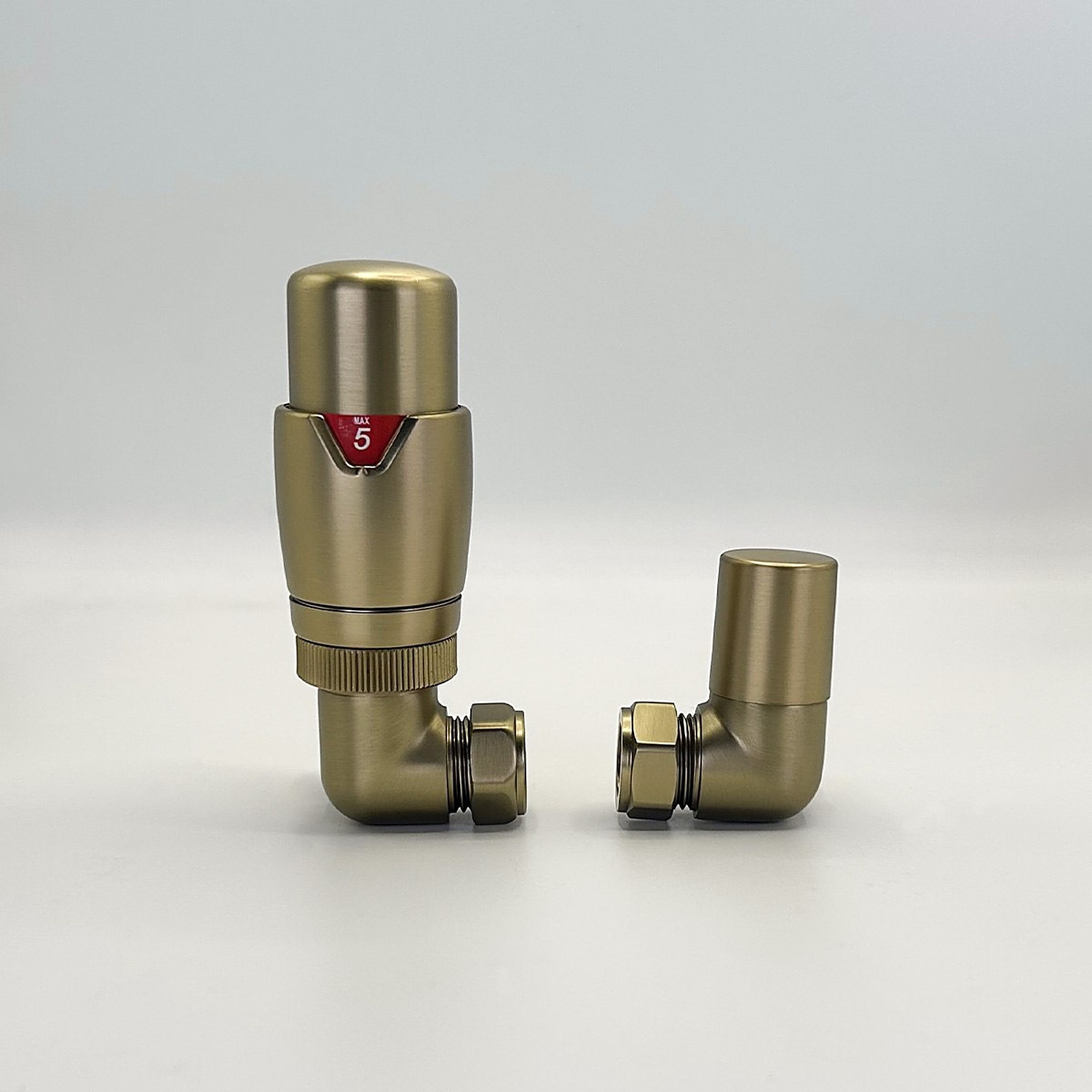 B&Q - Corner Brushed Brass Thermostatic Radiator Valve (Trv) Set - Image 2