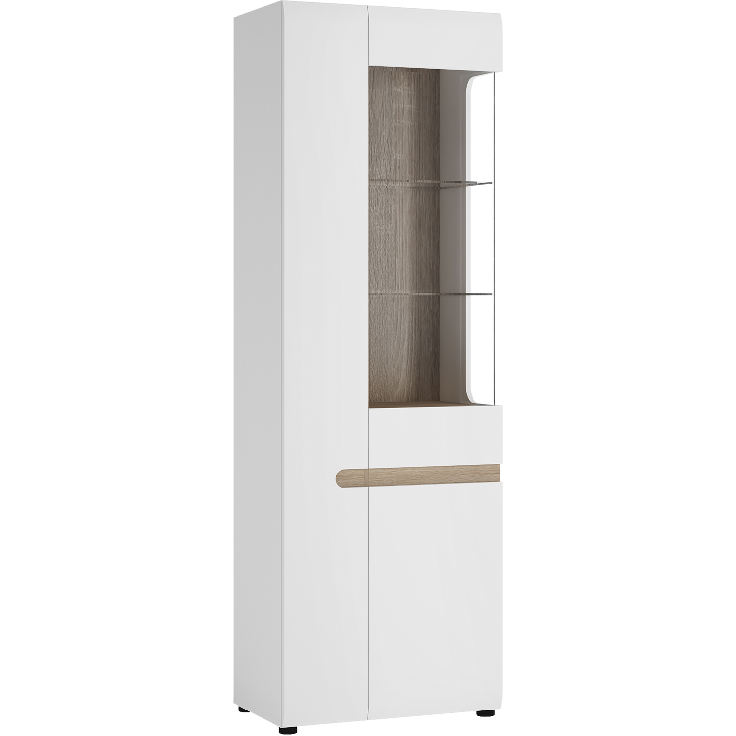 Furniture To Go Chelsea Tall Glazed Narrow Display Unit - White Oak Trim - Image 4