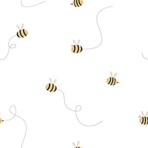 Sample of Buzzy Bees Wallpaper White