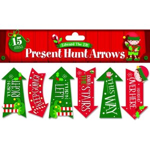 Christmas Present Hunt Arrows 12 Pack Assorted Designs & Colours