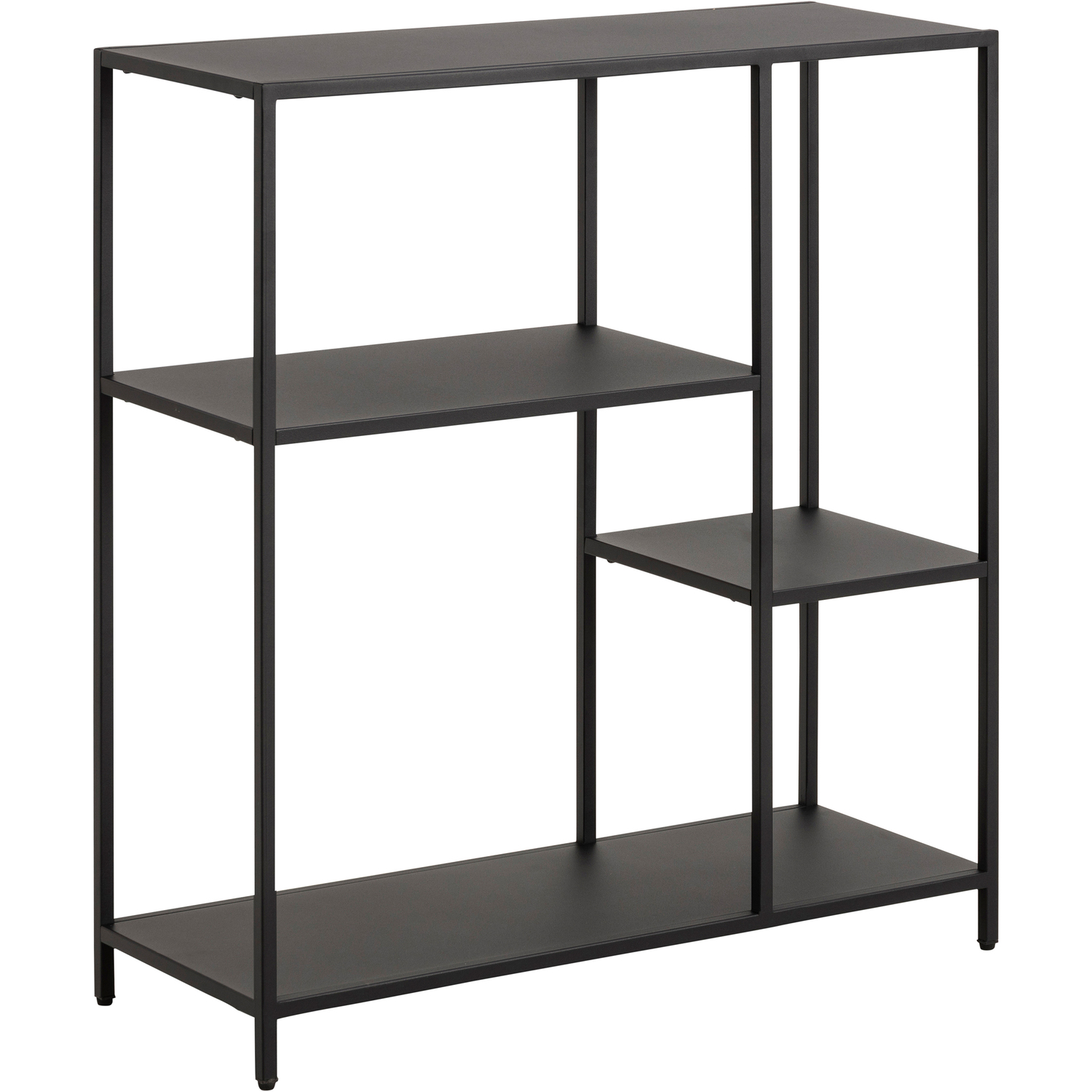 Furniture To Go Newcastle Asymmetrical Bookcase With 3 Shelves In Matt Black - Black