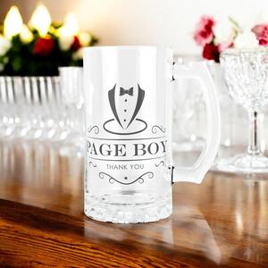 Page Boy Glass Tankard Stein - Wedding Party Gifts