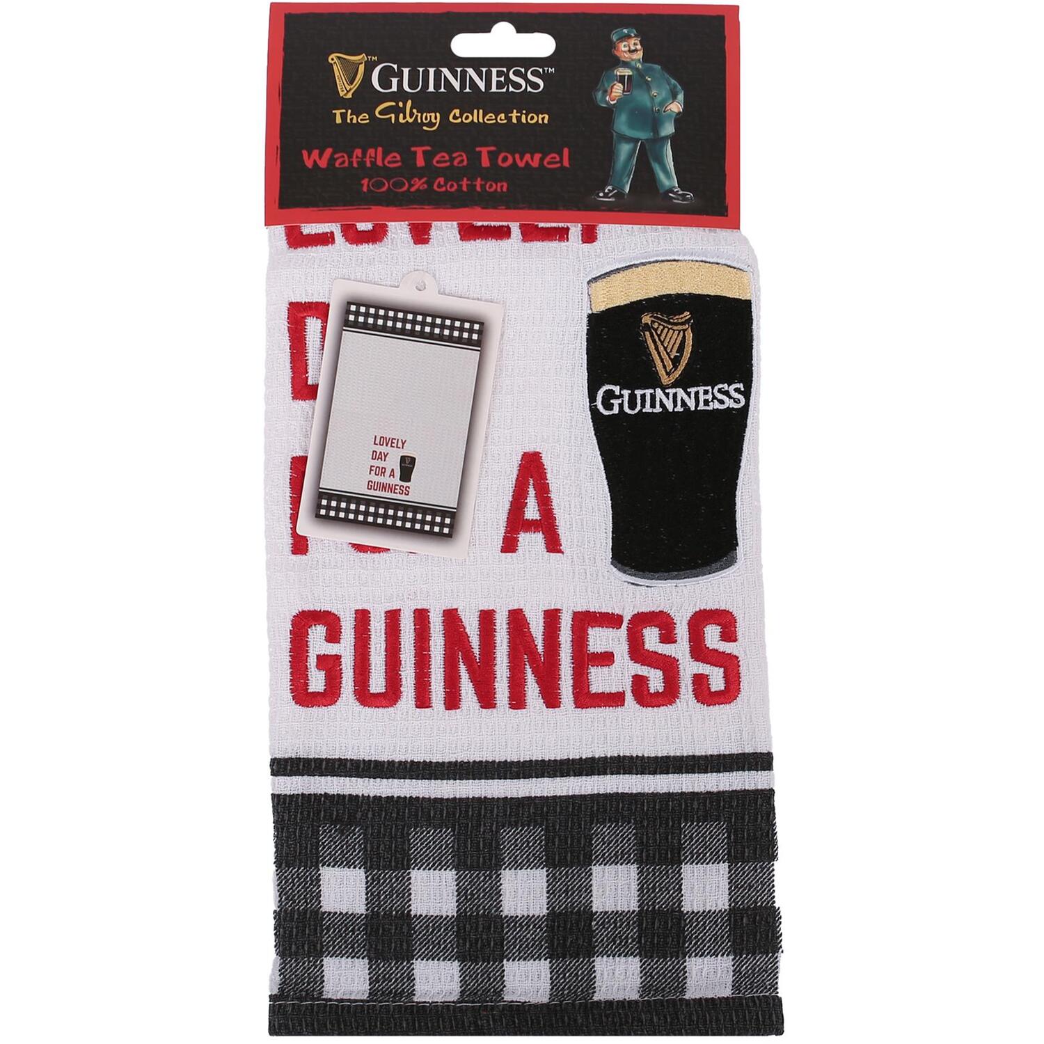 Guinness Tulip Pint Glass Waffle Tea Towel - White/Black - Image 3