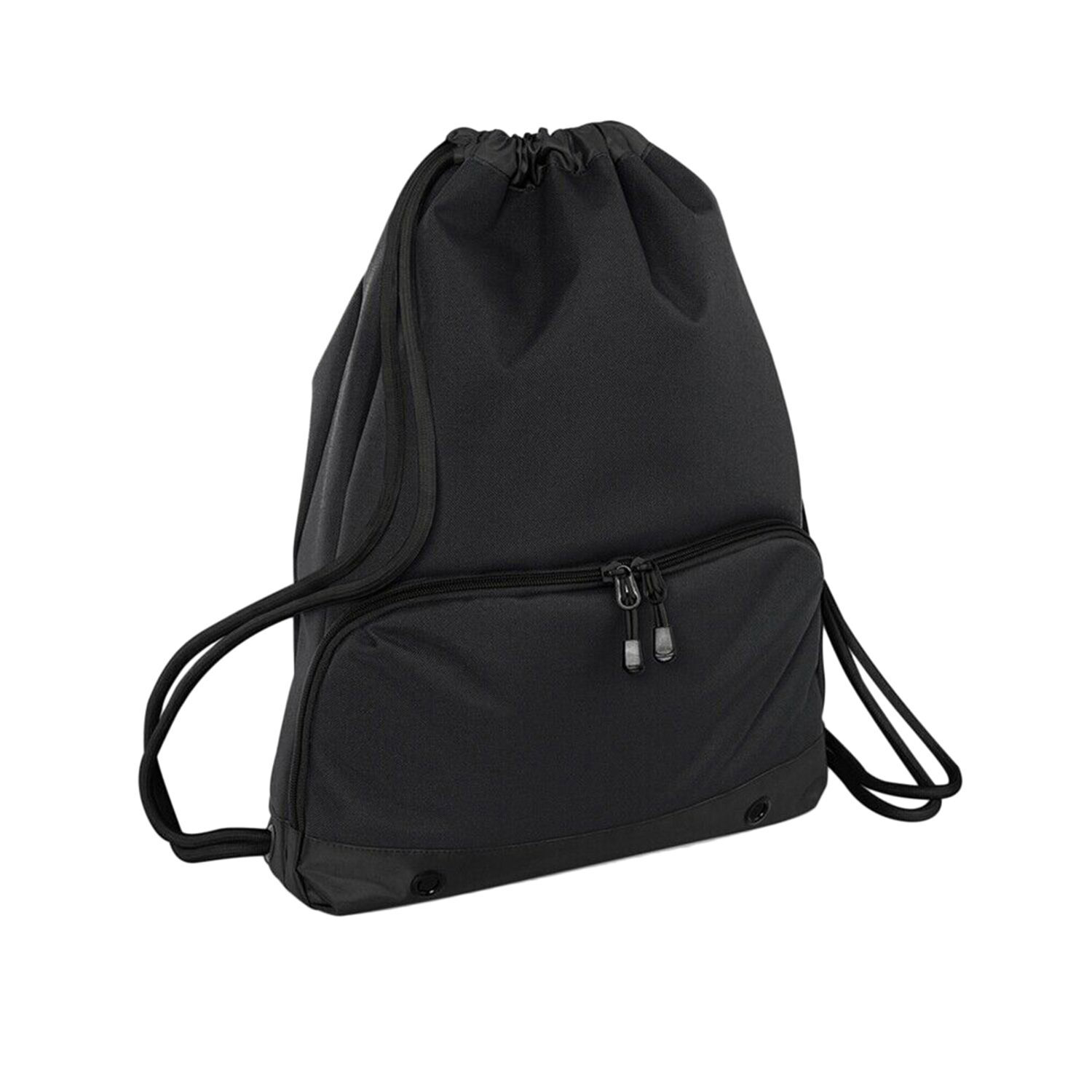 Bagbase Athleisure Water Resistant Drawstring Sports Gymsac Bag (Pack Of 2) - Black/Black