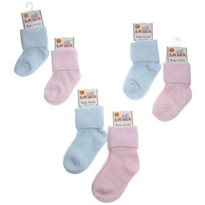 Plain Pink And Blue Tot Cotton Socks By Soft Touch