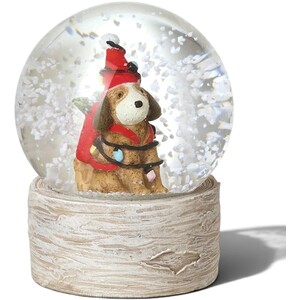 Dog with Fairy Lights Christmas Snow Globe