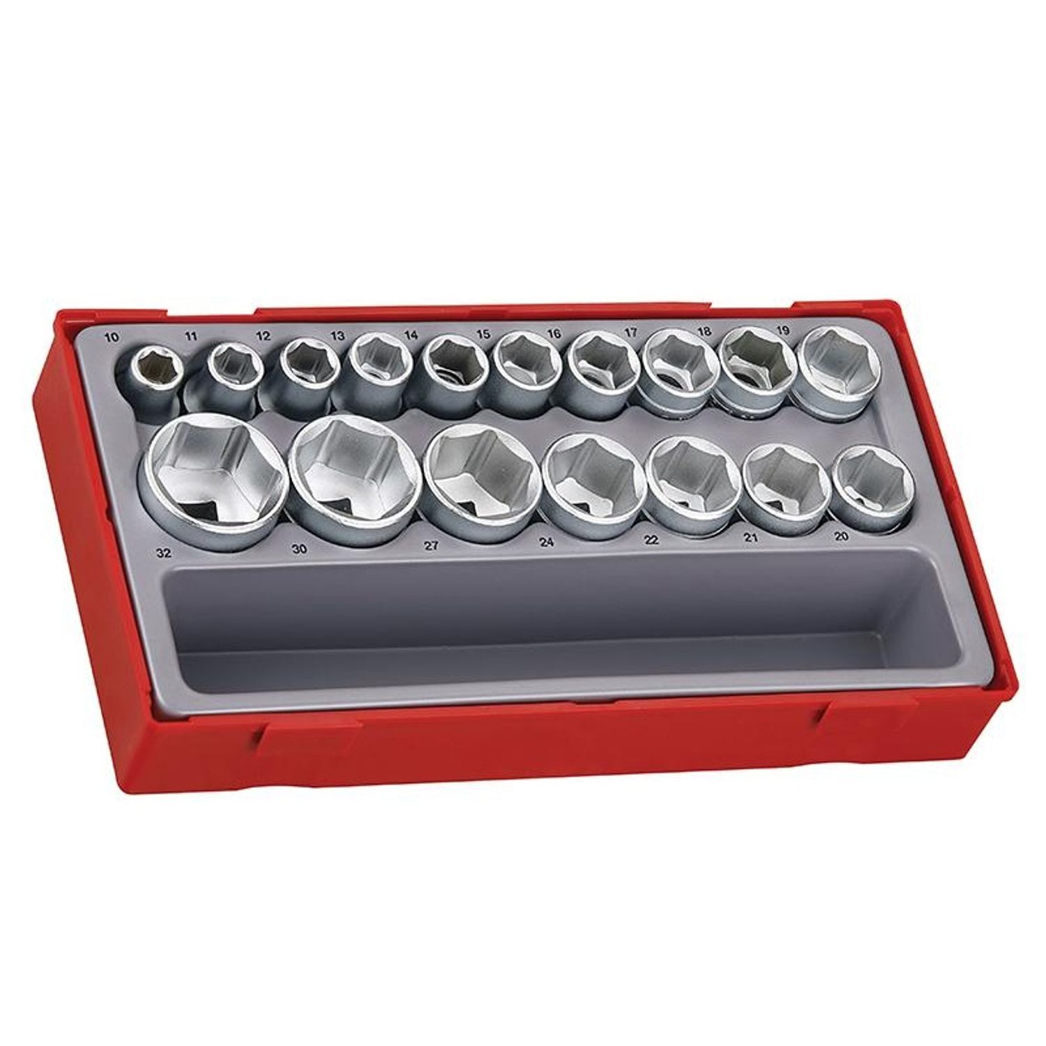 Teng Tt1217-6 Metric 6-Pt Socket Set, 17 Piece - 1/2In Drive - Multi Colour