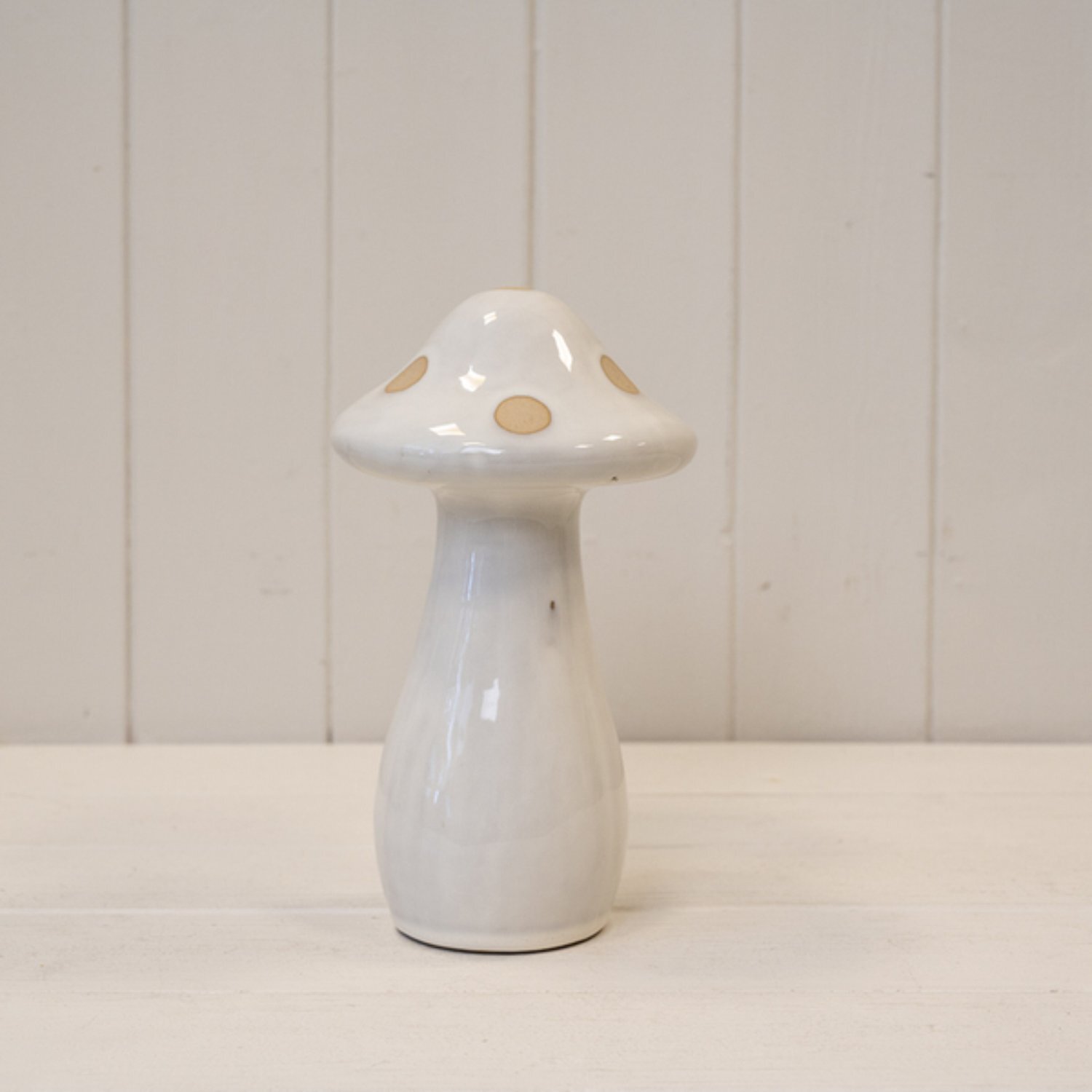  - Medium Cream Ceramic Mushroom With Sand Dots - Image 3