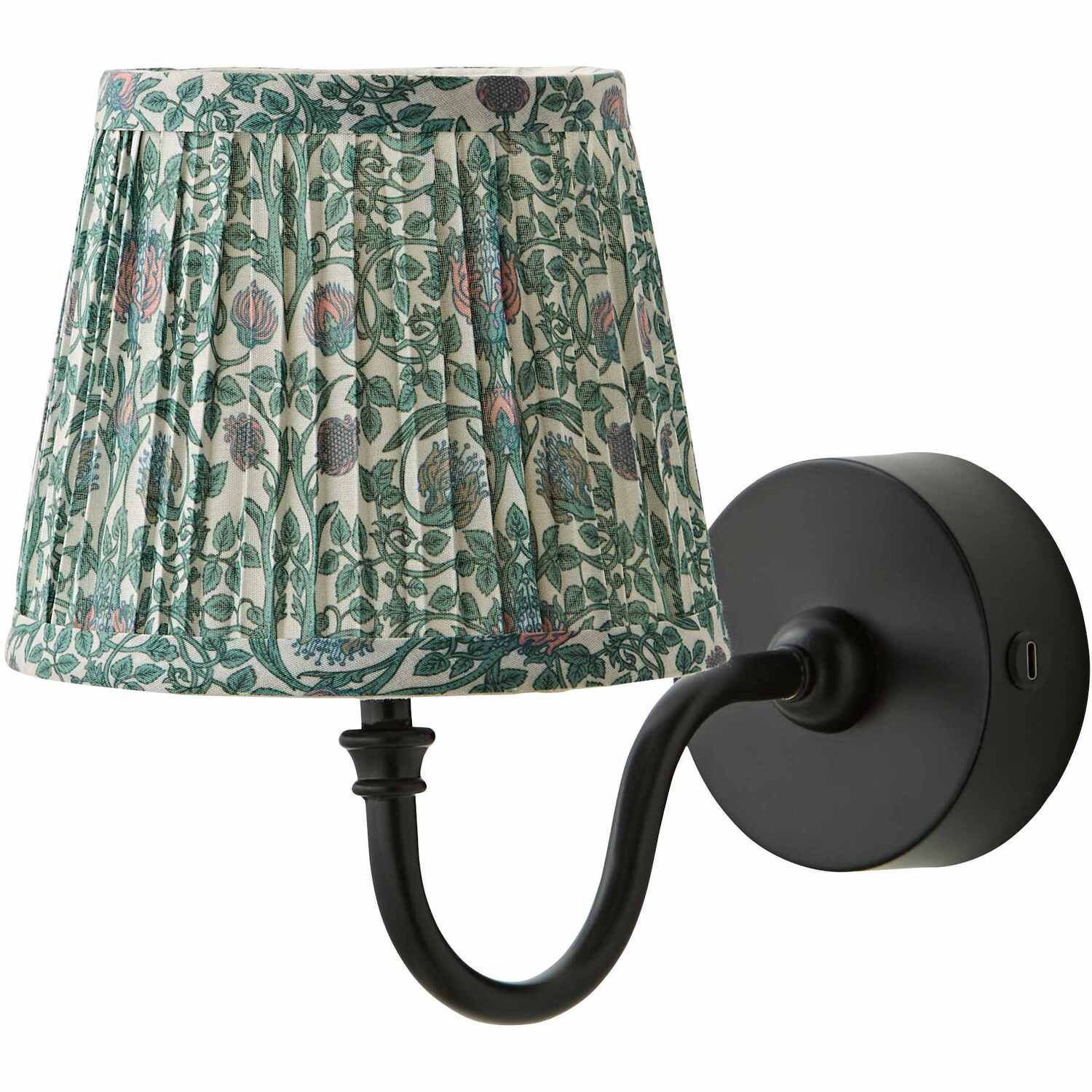 Valuelights Unisex Black Lowe Floral Pleated Shade Metal Portable Rechargeable Wall Light In - Image 4