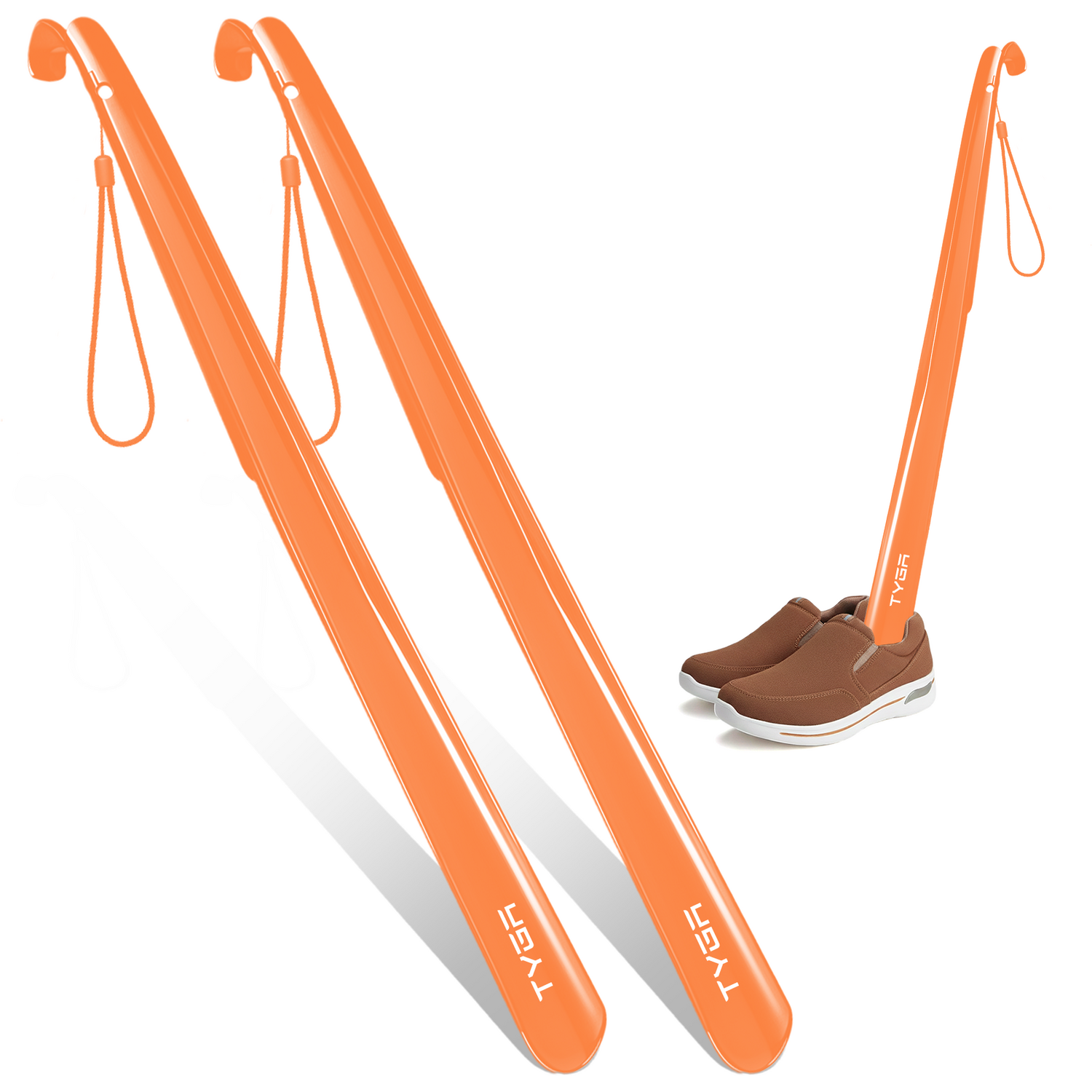 Tyga Pack Of 2 Extra Long Plastic Shoe Horn - Orange
