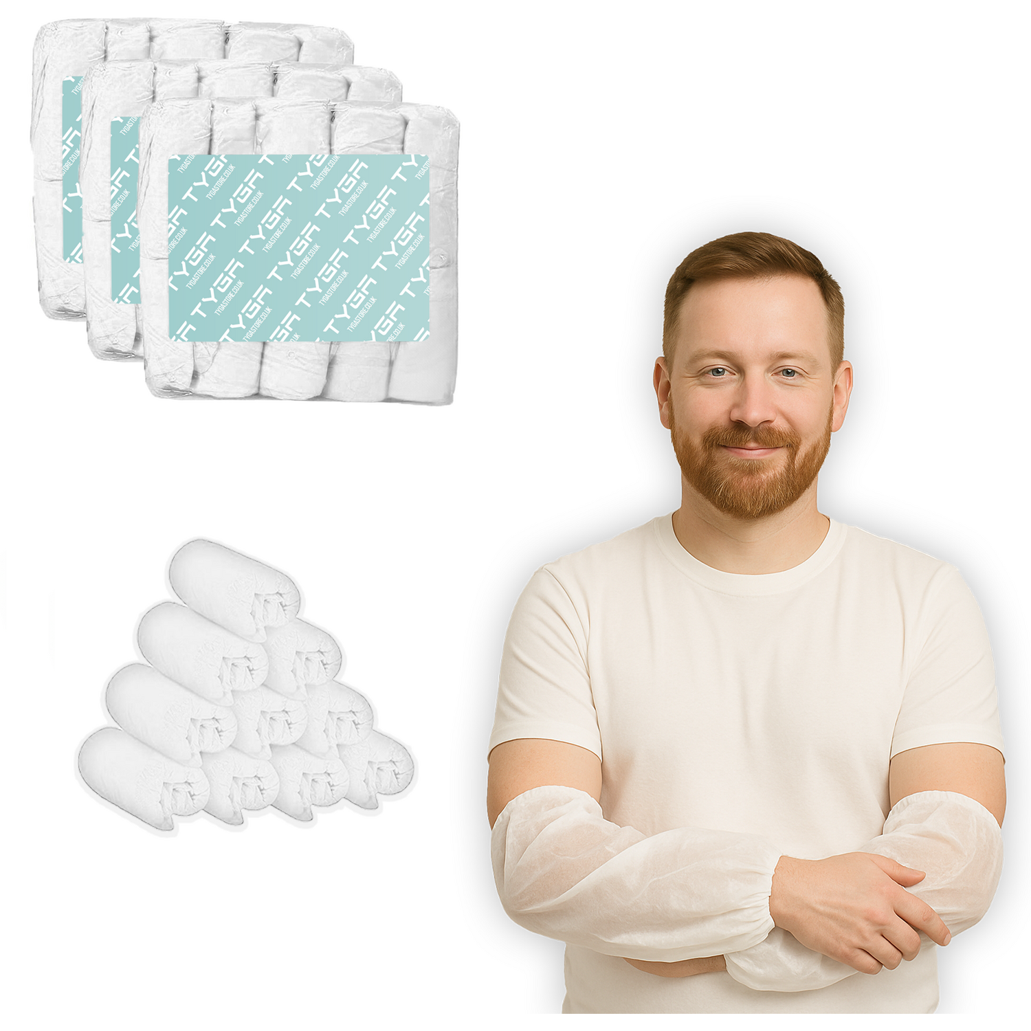 Tyga Pack Of 300 Waterproof Disposable Oversleeves - White - Image 2
