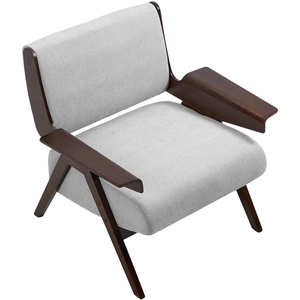 Livingandhome Mid-Century Modern Upholstered Accent Chair with Rubberwood Legs