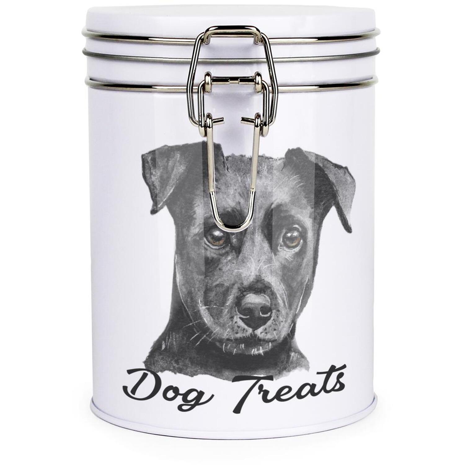 B&Q - Patterdale Terrier Dog Treats Canister By Rhiannon ChaunceyMetal Clip Lid Food Storage Jar For Pet Food 700Ml - Image 2