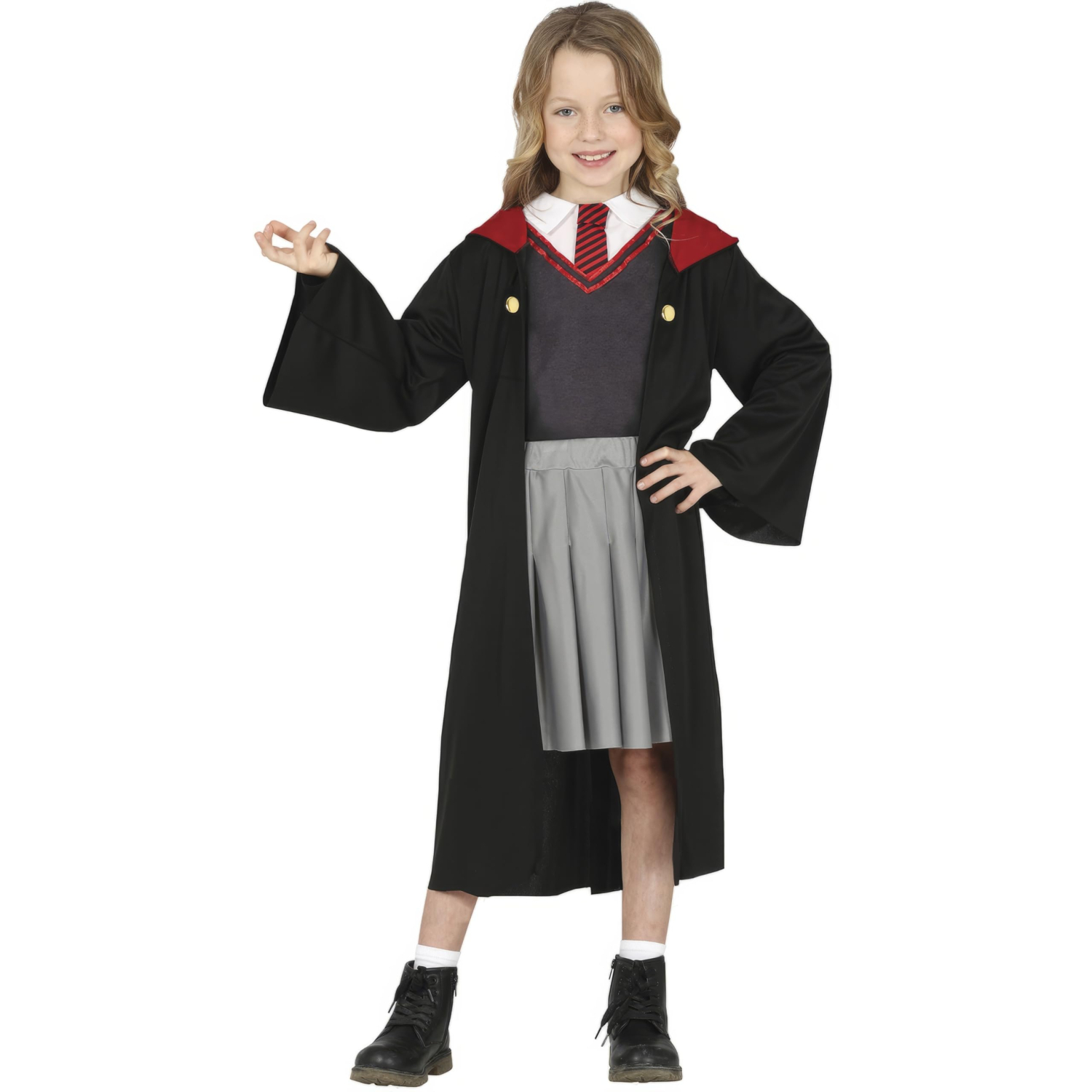 Fiestas Guirca Child Apprentice Witch Halloween Costume, Black And Grey, 5-6 Years