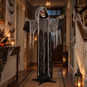 1.7m Animated Cackling Reaper Halloween Decoration