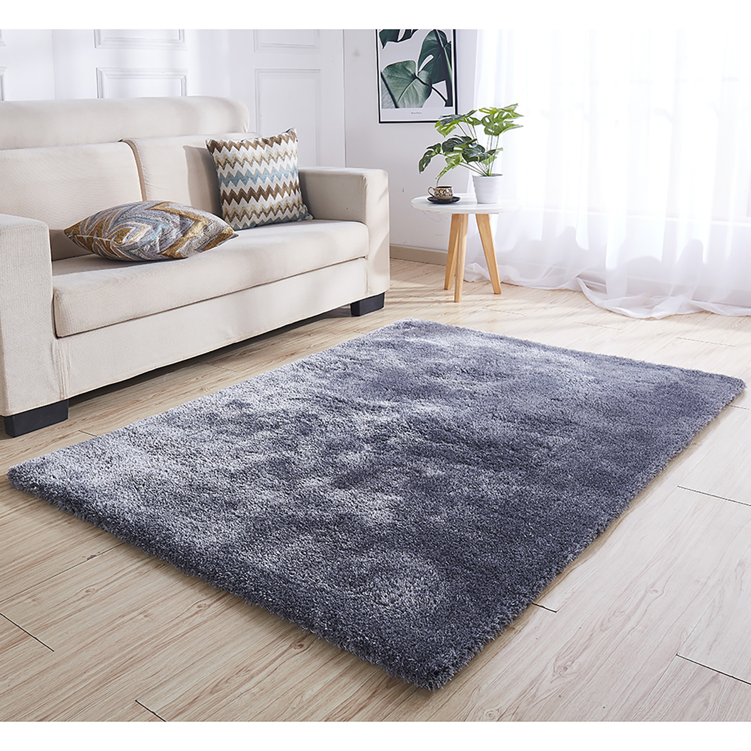 Deluxe Shaggy Rug - Grey / 140cm / 120cm thumbnail