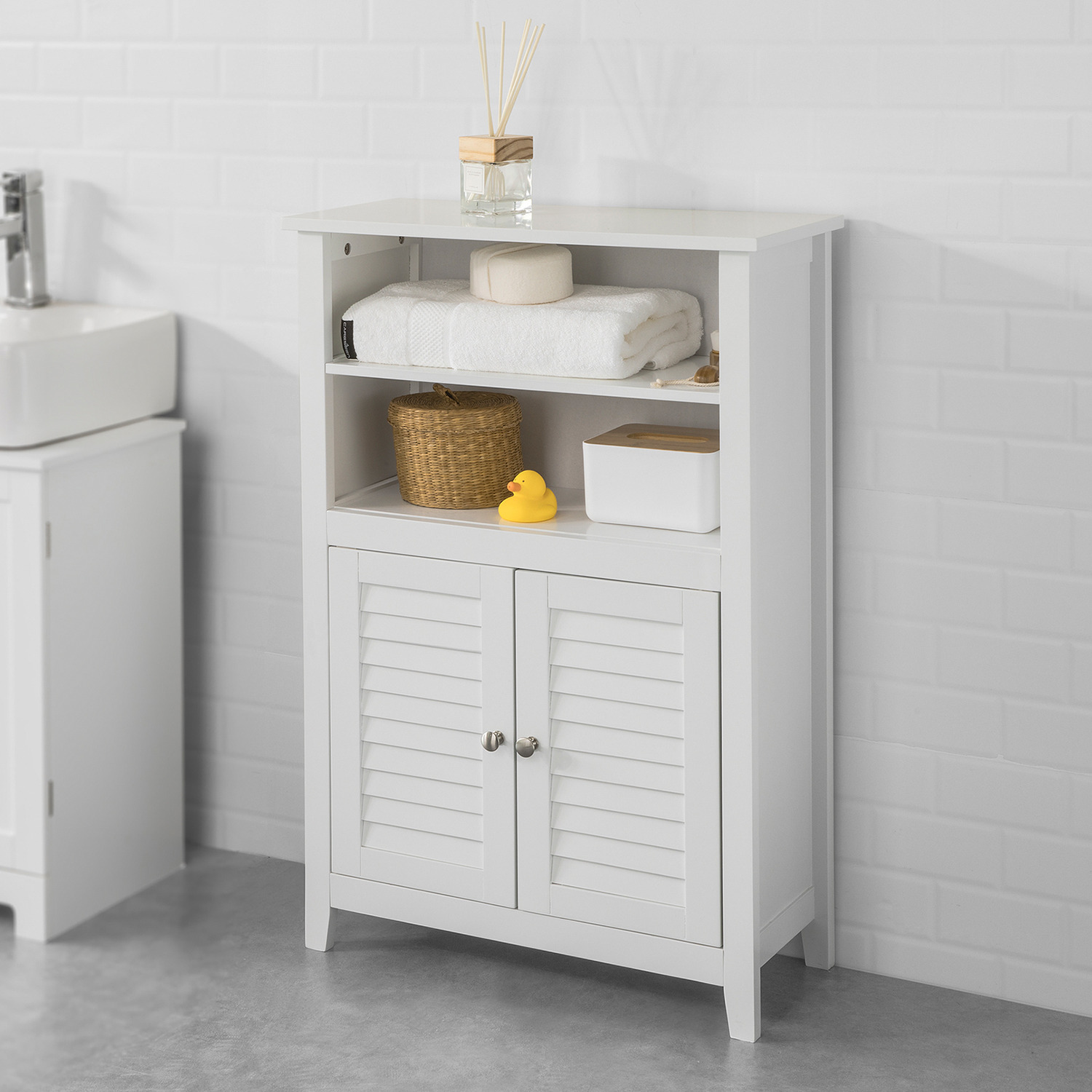 Sobuy Bathroom Cabinet Bathroom Shelf Unit - White