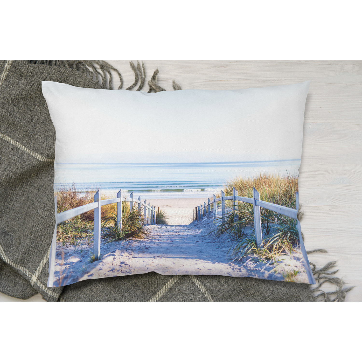 Path To The Beach At Baltic Sea Cushion - White