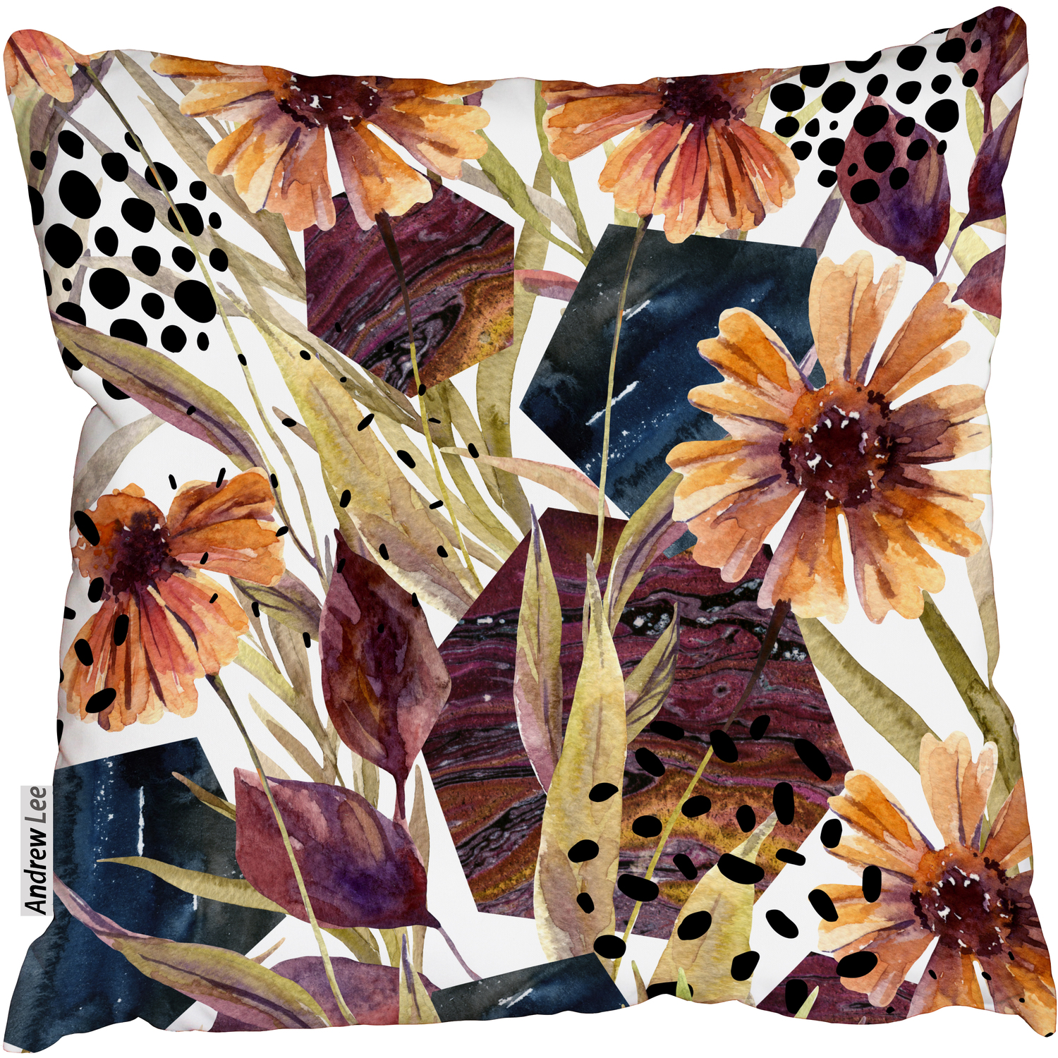 Autumn watercolor leaves Cushion - orange / 60cm