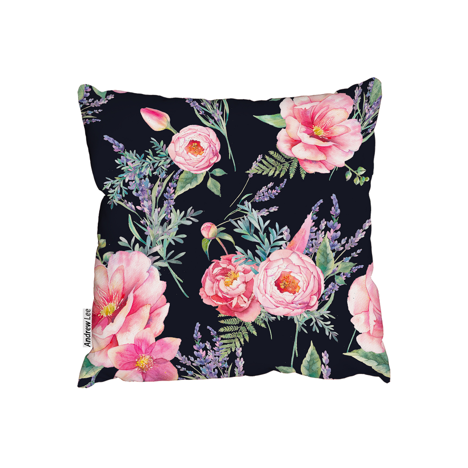 Watercolour Lavender And Garden Flowers Cushion - Pink / 60cm