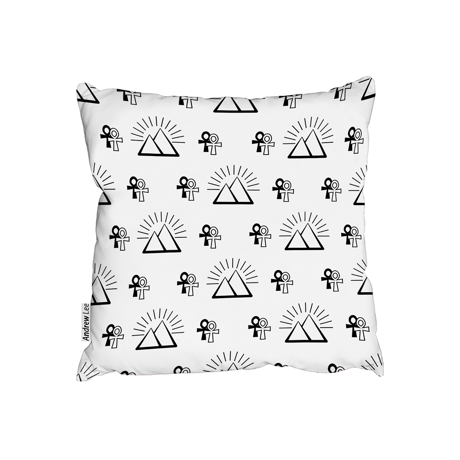 Egyptian Pyramid And Ankh Cushion - White / 60cm