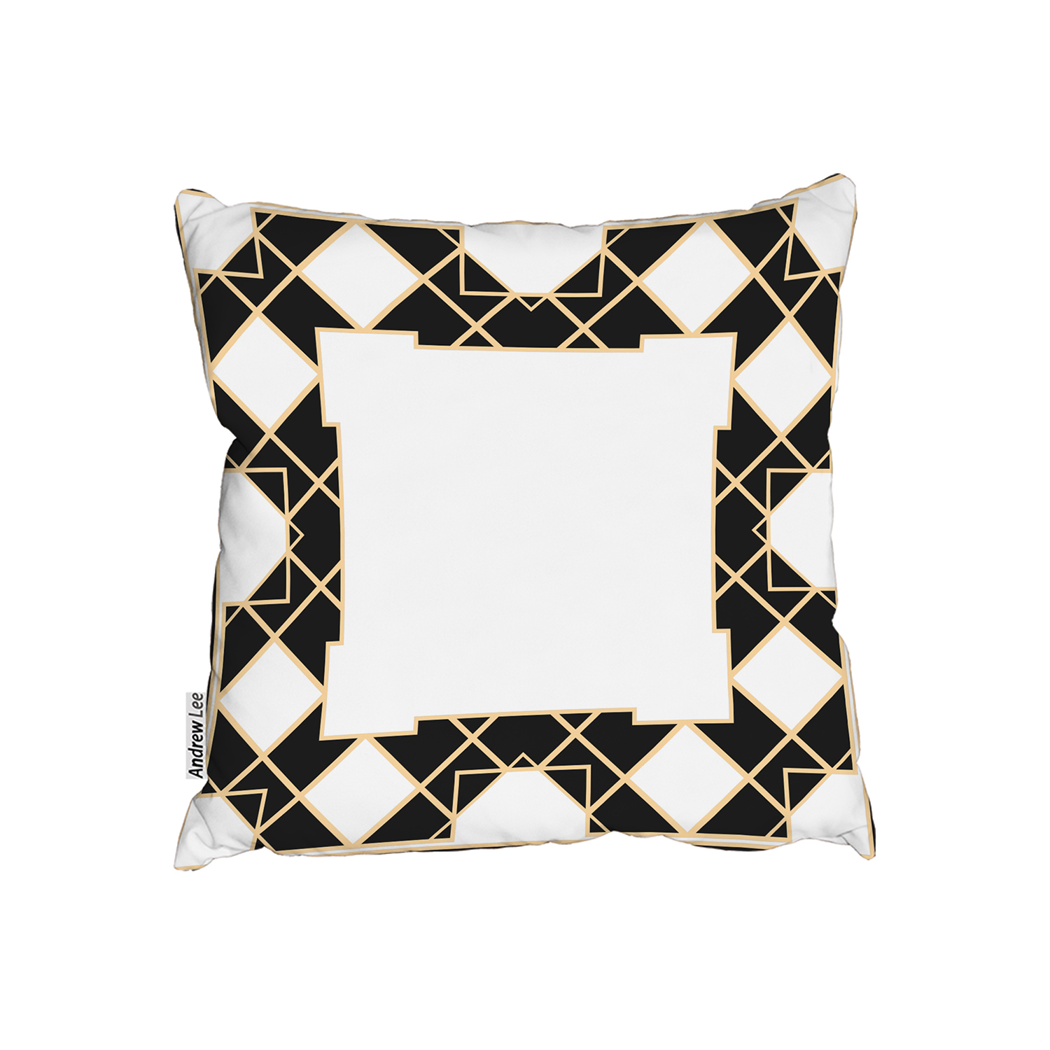 Art Dco Diamond Border Cushion - Black / 60cm
