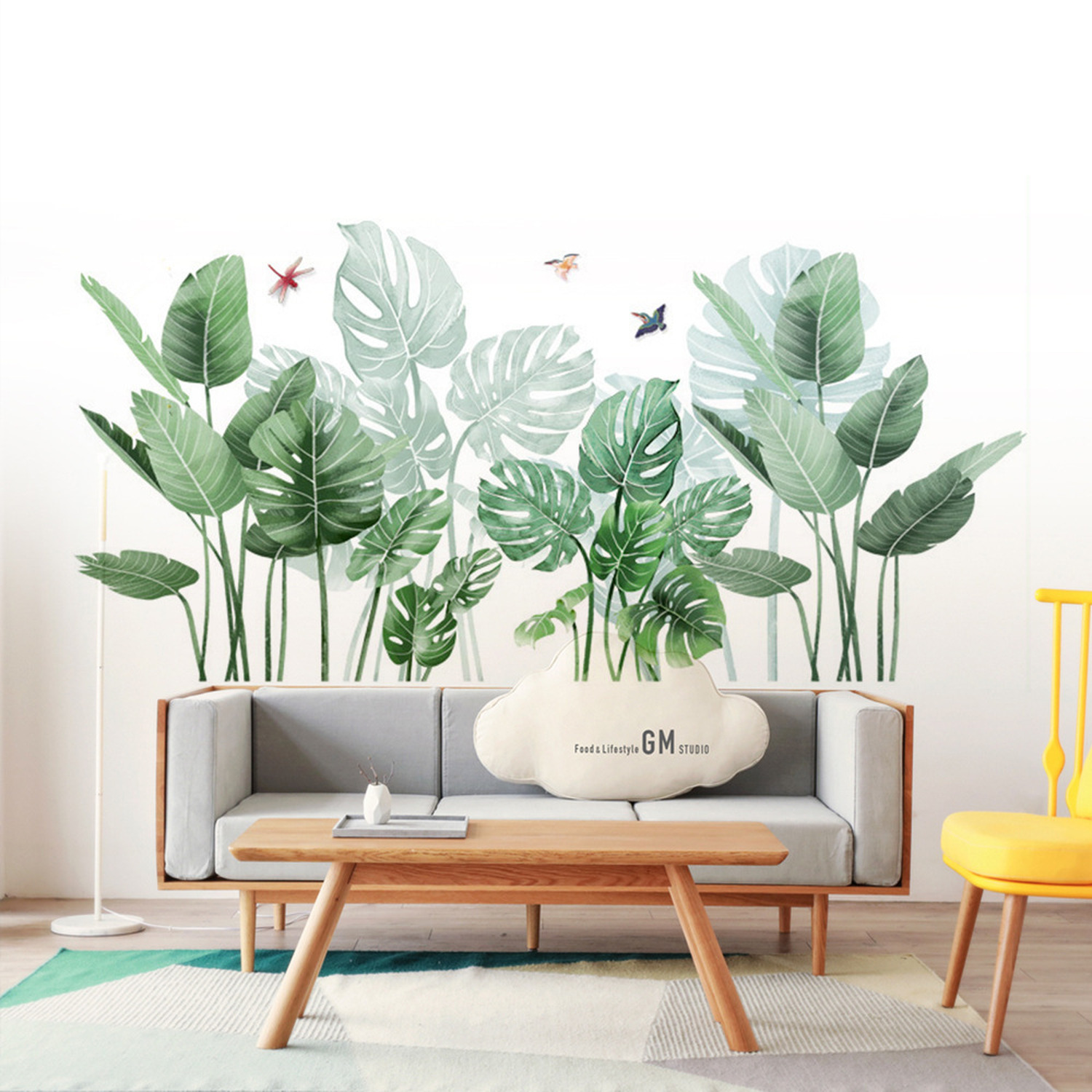 Fresh Green Plant Theme Self-adhesive Wallpaper - Light Green