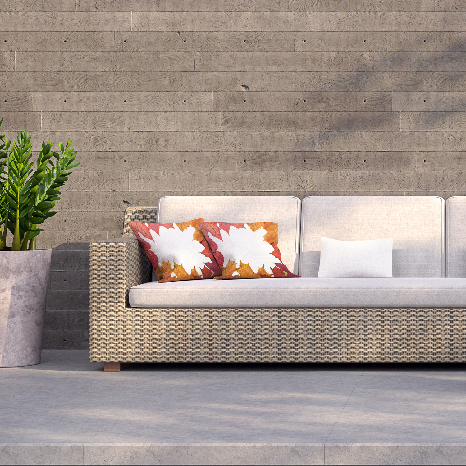 Red Autumn Border Outdoor Cushion - Orange / 60cm