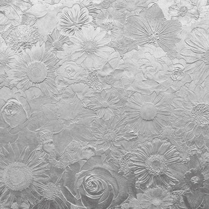 Silver Flowers Wall Mural