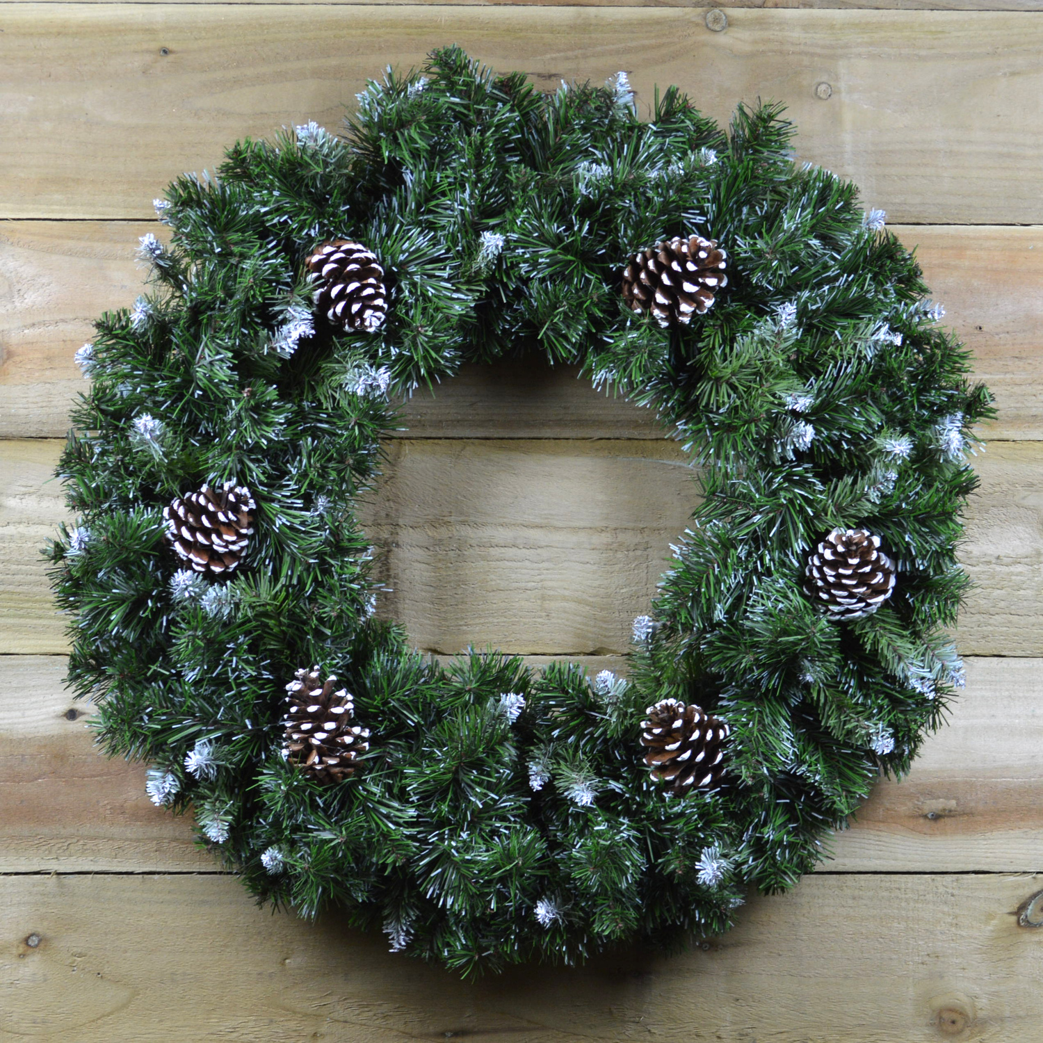 60cm Snow King Fir Green Christmas Wreath with Pine Cones - Green