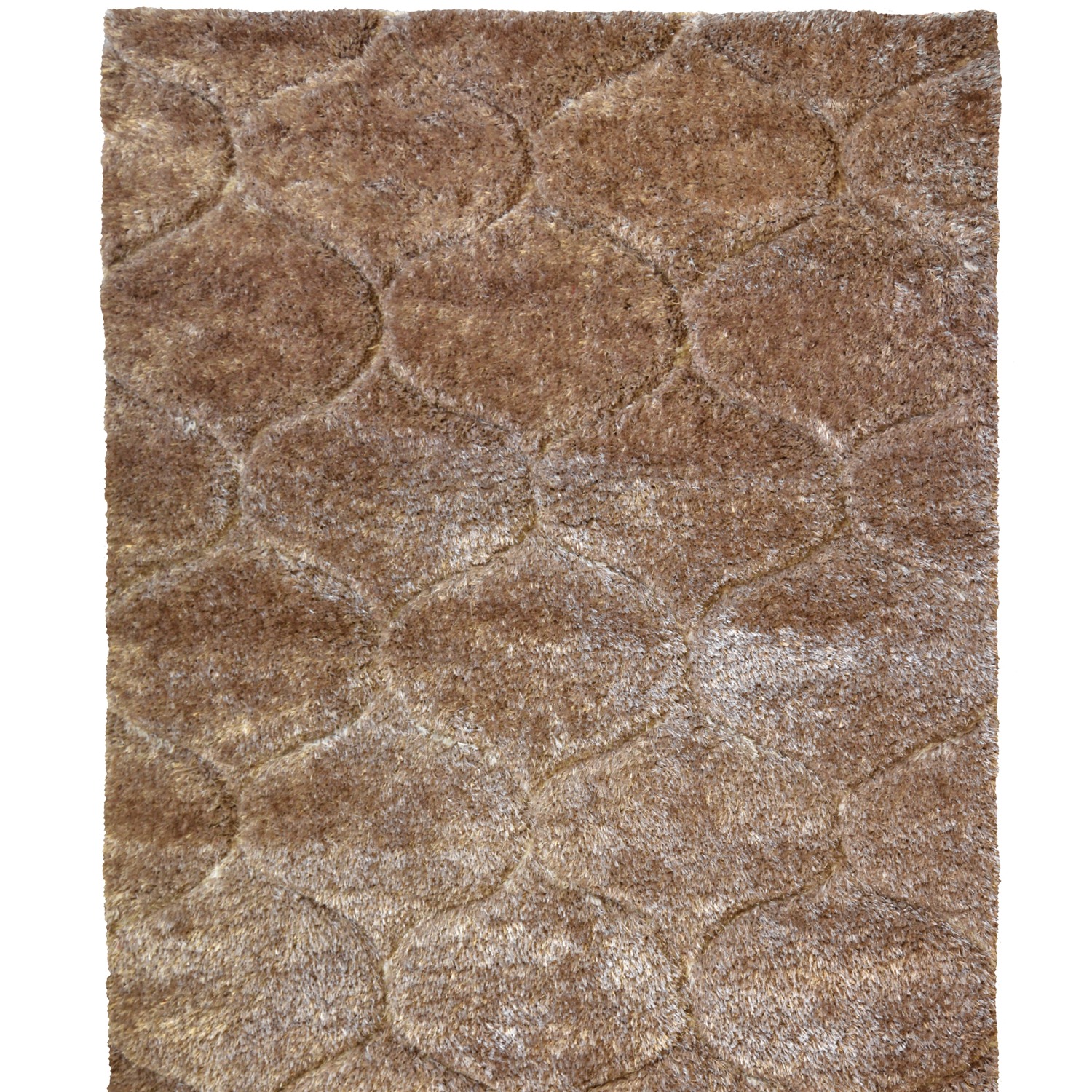Cosy Brown Carved Trellis Shaggy Rug - Kasta - Brown 160cm
