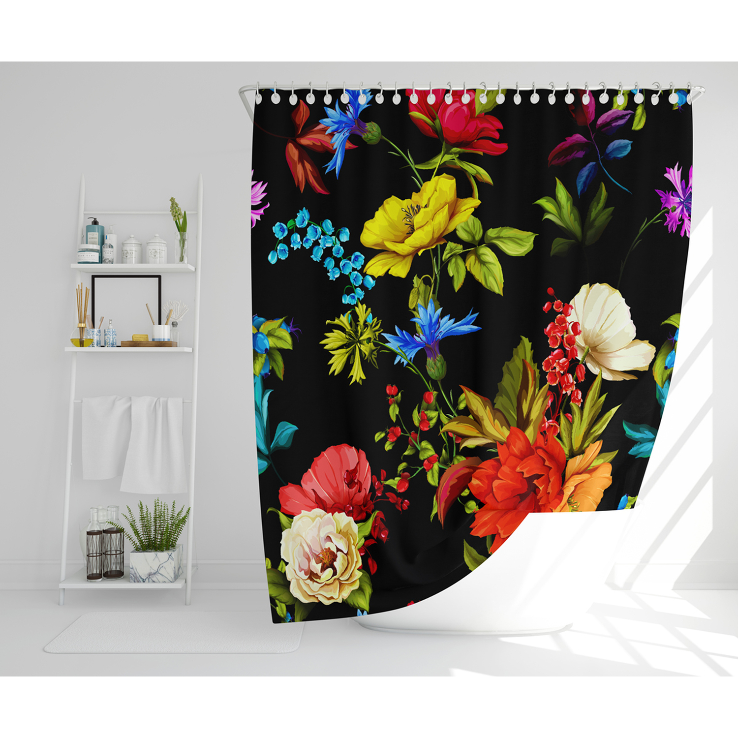 Bright Vibrant Flowers Shower Curtain