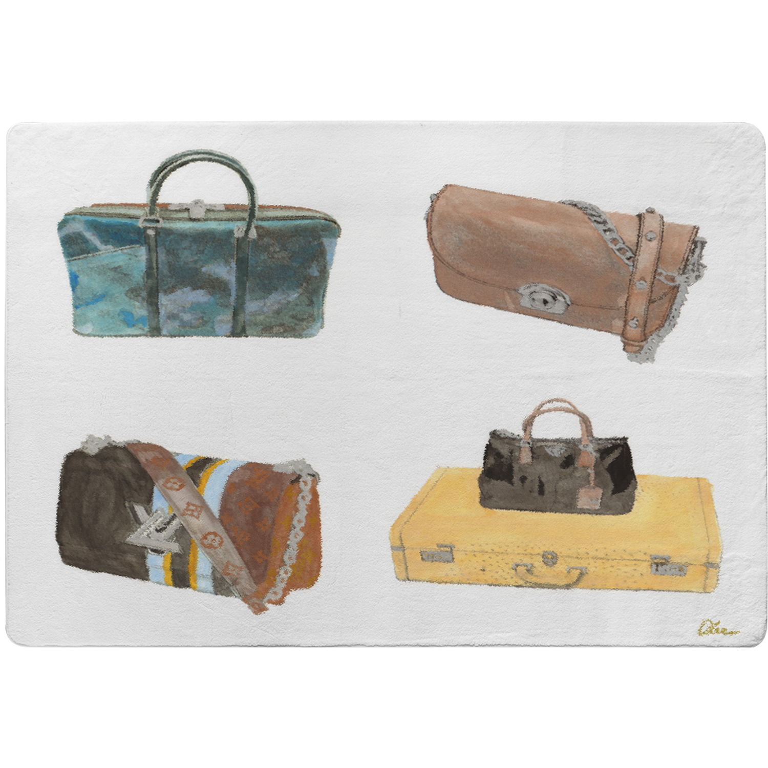Handbag Collage Rug - Brown / 150cm thumbnail