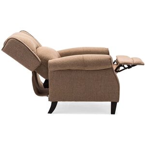 Herringbone Beige Eaton Wing Back Fireside Check Fabric Recliner Armchair shot 2417004