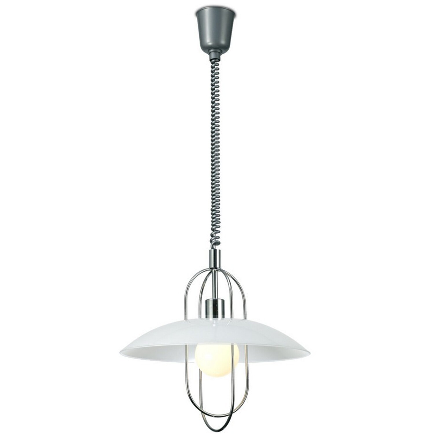 Riva Rise  Fall Dome Ceiling Pendant E27, Polished Chrome, Glass Shade - Polished Chrome