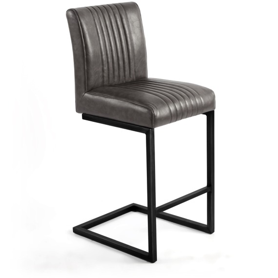 Archer Cantilever Leather Effect Grey Bar Chair