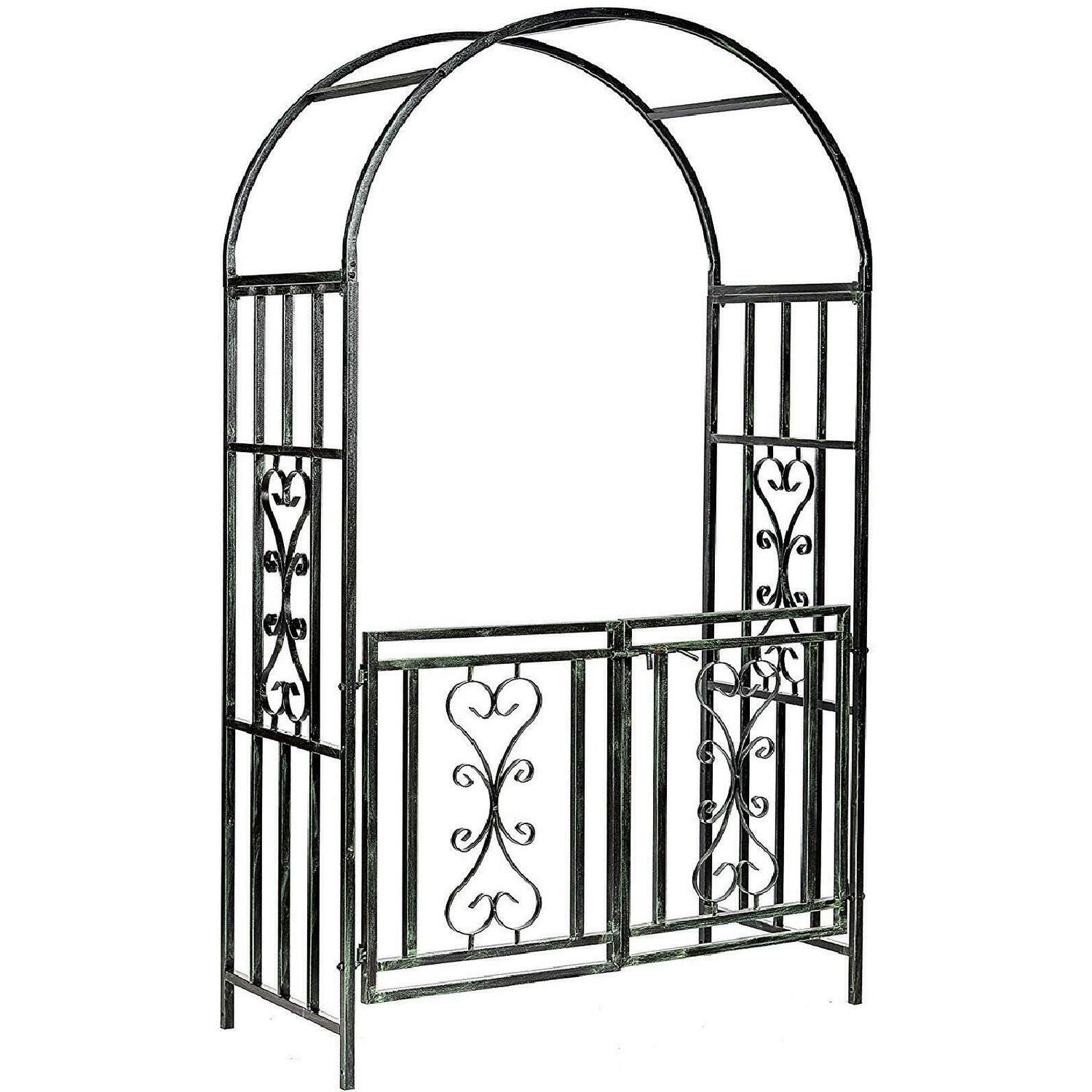 Metal Garden Gate Rose Arch Pergola Archway Climbing Plant Trellis 2008743 - Black