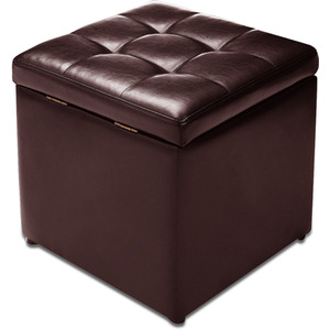 Costway Seat Cube Upholstered Ottoman Storage Stool