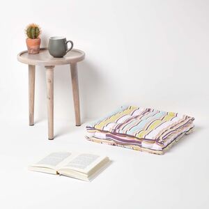 Homescapes Cotton Osaka Green Stripes Floor Cushion