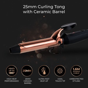 Noir II 25mm Curling Tong Black and Copper