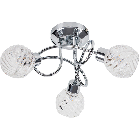 3 Way Silver Ceiling Light with Glass Shades
