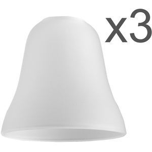 3 Pack Bell Shaped White Frosted Glass Replacement Shades