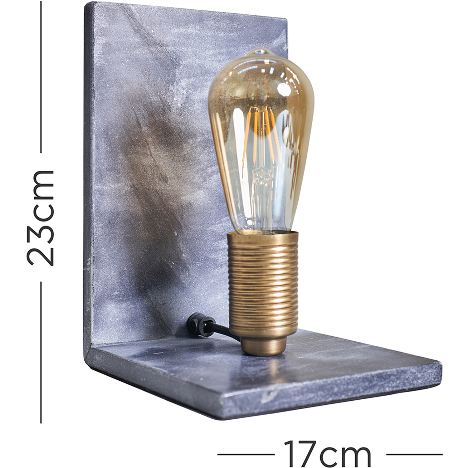 Idris Marble And Brass Book End Table Lamp - Grey