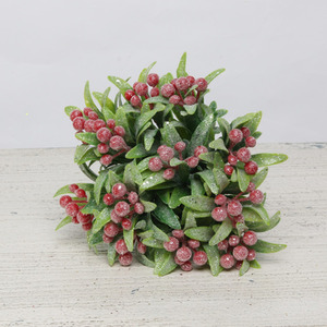 Artificial Frosted Berry Bunch with Green Leaves