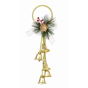 Gold Jingle Bells Door Hanger Decoration Christmas Foliage Wreath 28cm