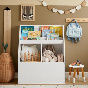 Kids Bookcase Organizer with Storage Chest on Wheels