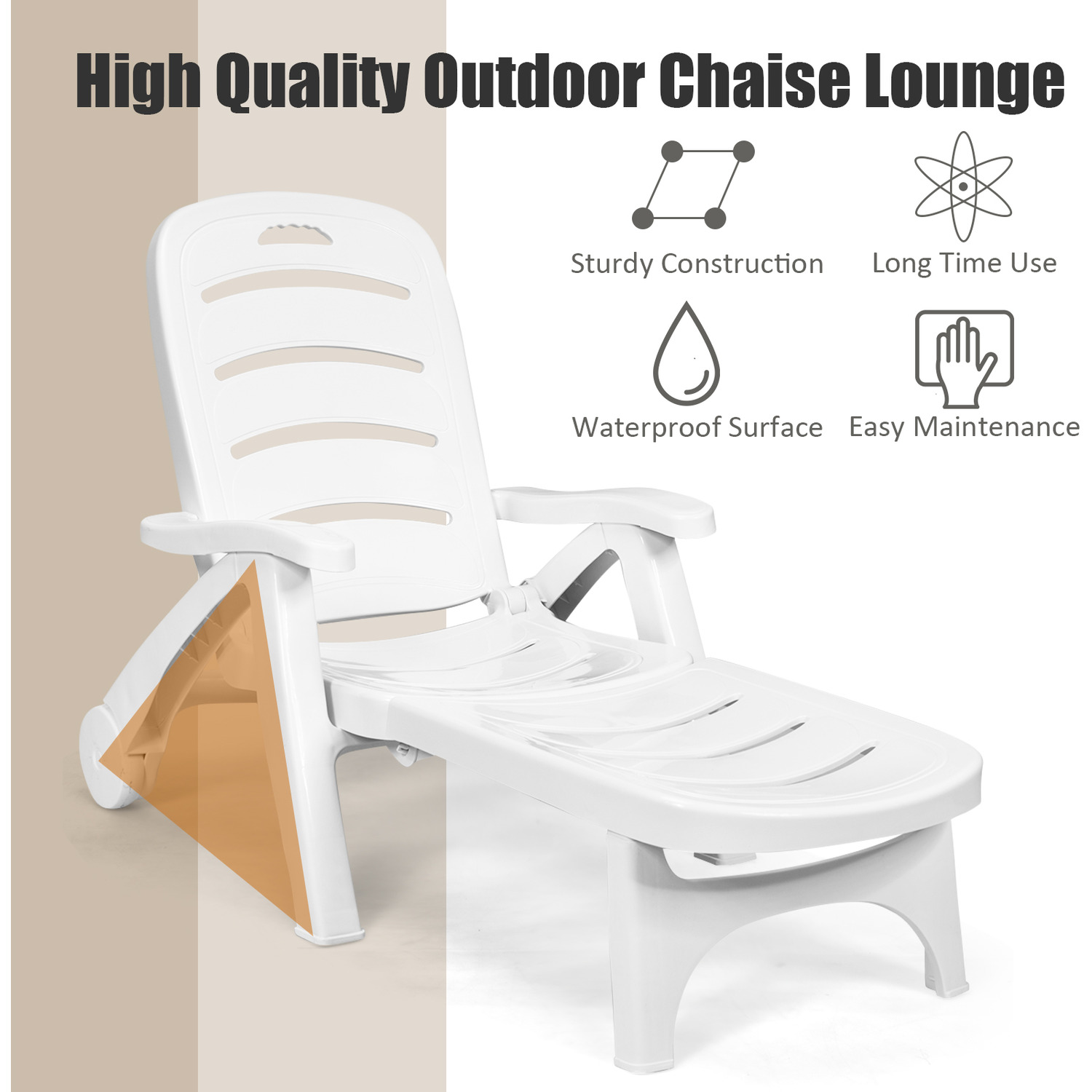 Two In One Chair 2-in-1 Folding Chaise Lounge Reclining Chair